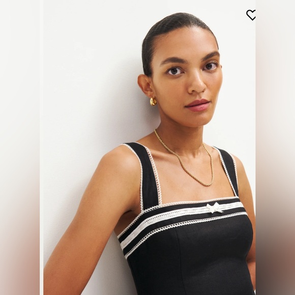 Reformation Elana Linen Dress in black size 4 *sold out online* - Picture 2 of 10
